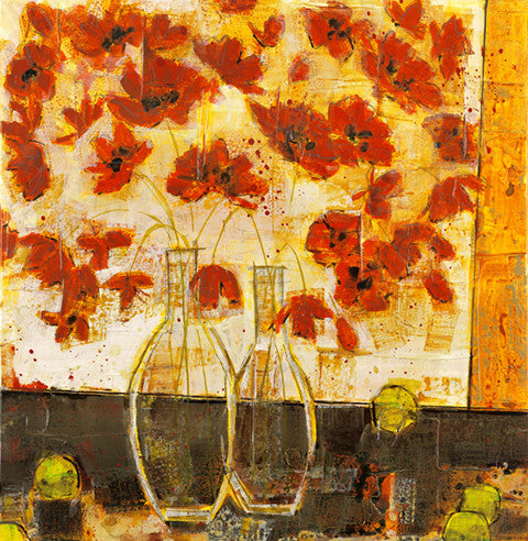 Poppies - "Poppies and Clear Vase with Limes#2" Edition