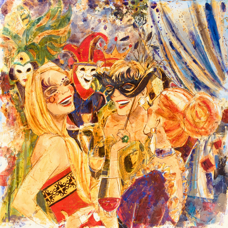 Women and Wine Commission print -Mardis Gras